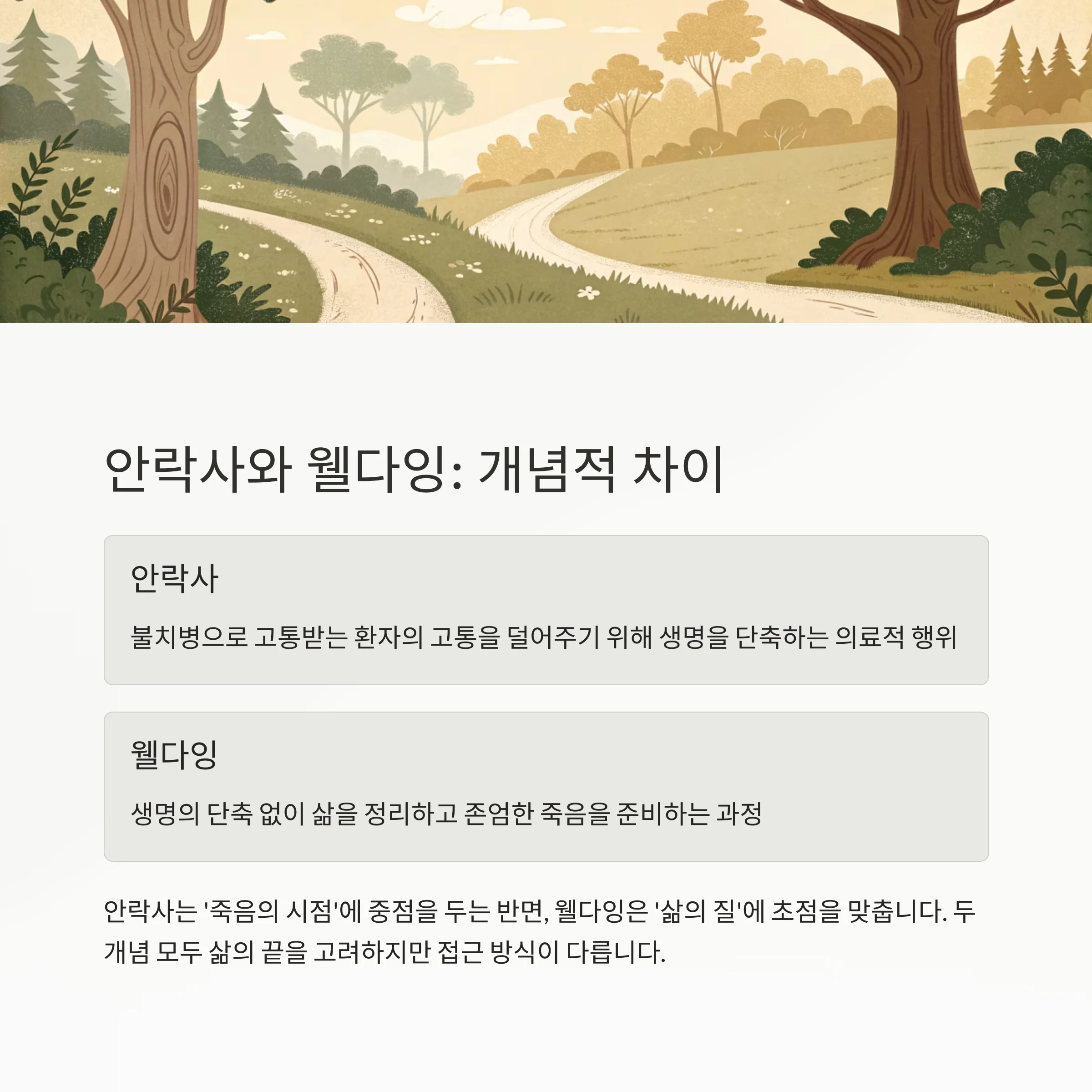 안락사와 웰다잉 차이점