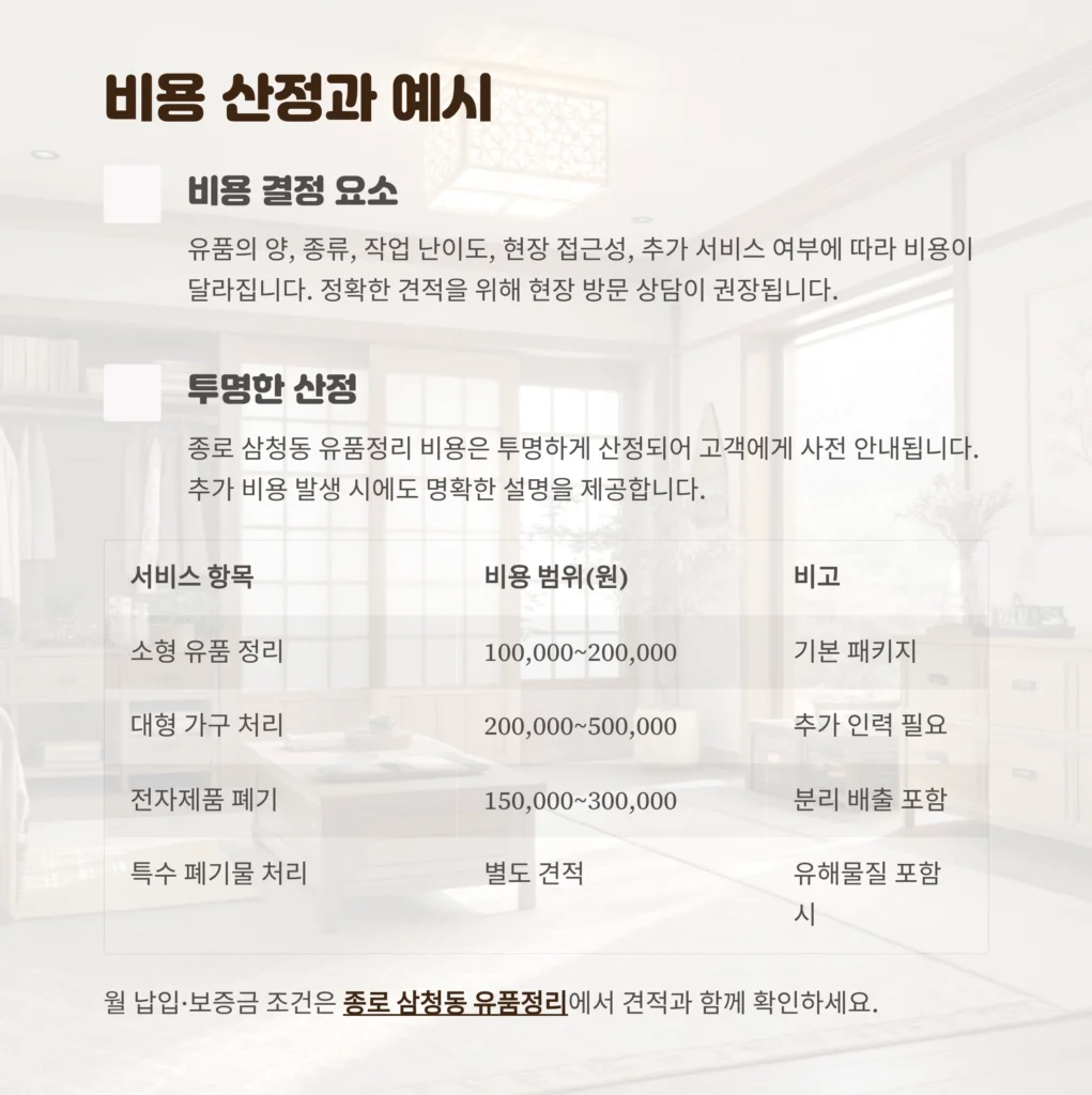 종로 삼청동 유품정리